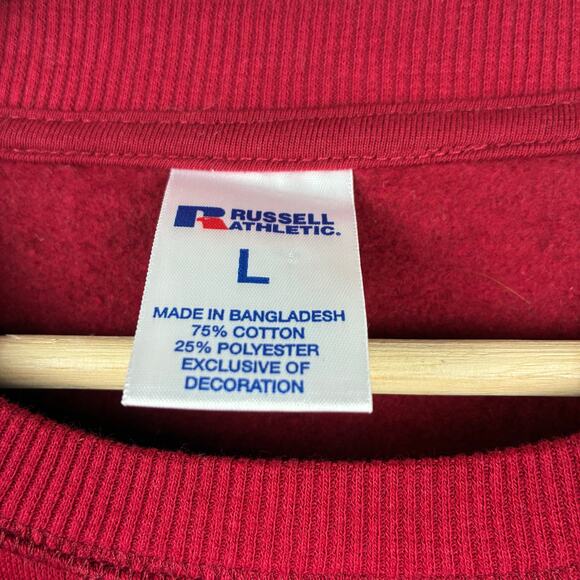 NWT VTG Russell Athletic Cardinal Red Crewneck Sweatshirt Men’s L Heavy Fleece - Picture 3 of 6